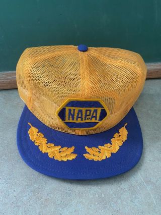 Nos Vtg Napa Snapback Trucker Hat Full Mesh Patch Cap Made In The Usa Yellow