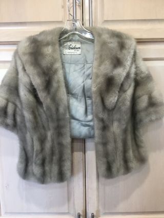 Vintage Mink Fur Stole Cape Shawl Gray Size Medium
