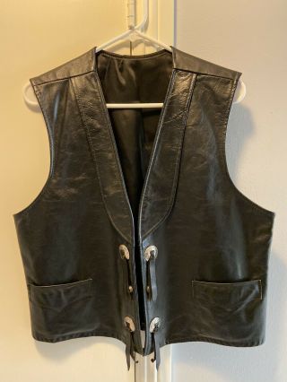 Vintage Natural Leather Vest By Joo Kay - Size 44 In Women