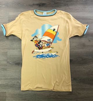 Vtg 70’s Walt Disney Productions Mickey Mouse Goofy Donald Sailing T - Shirt Xl