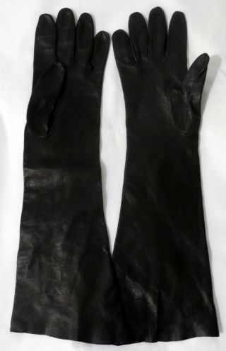 Classy Size 8 - 8.  5,  18 1/2 Inch Vintage Madova Long Italian Leather Opera Gloves