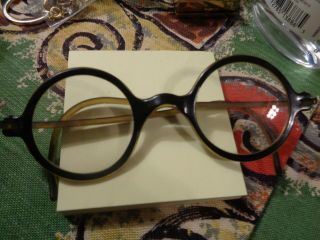Vintage Celluloid Round Eyeglasses 2 Two Toned Brown Yellow Gold