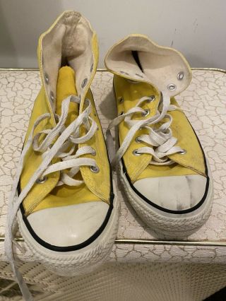 Vintage 80s Yellow Converse All Star Chuck Taylor High Top 9.  5 Made In Usa