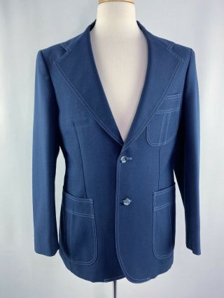 Vintage Levi’s Panatela Navy Blue Blazer Jacket Sz 40r White Stitching