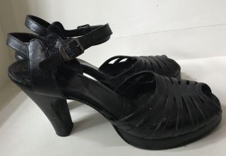Vintage 1940 High Heel Shoes Classic Ankle Strap Peep Toe Pumps Stendal Ny/mpls