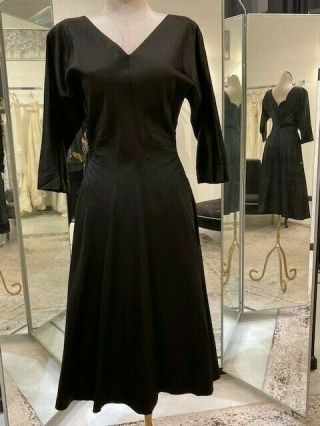 Vintage 1950s Black Dress With Interesting Seaming