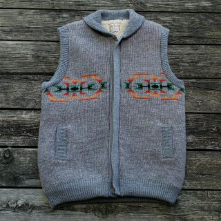 Vintage 70s Pendleton Aztec Navajo Sweater 100 Wool Sleeveless Vest Western