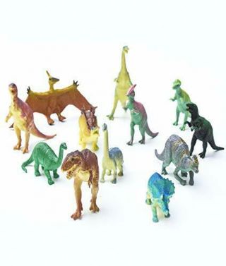 Dinosaur Toys For Kids 5 - 7 Inch Large Assorted Figures Thick Plastic - 12 Pack