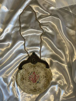 Vintage Carpetbags Of America Tapestry Boho Purse Bag Jewel Clasp Antique Royal