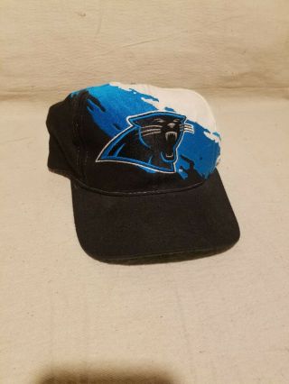 Vintage 1990s Carolina Panthers Logo Athletic Pro Line Paint Splash Snapback Hat