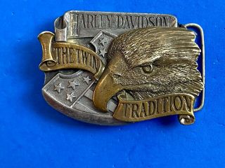 Very Limited Harley Davidson Motorcycles Vtg.  Belt Buckle “the Twin Tradition”