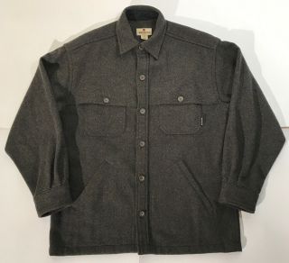 Vintage Woolrich Olive Green Tweedy Wool Button Safari Looking Coat Jacket M Euc