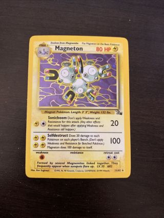 Magneton - 11/62 - Fossil Set - Rare Holo Pokemon Card - Near - Wotc