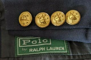 VINTAGE RARE Ralph Lauren POLO Gold Btn HOPSACK Blazer Jacket Sport Coat Boys 16 2