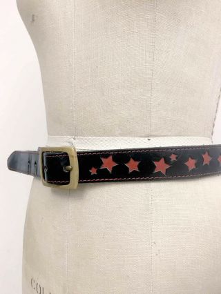⭕ 80s Vintage Red Star Leather Belt : Punk Rockabilly Seditionaries Shirt Jacket