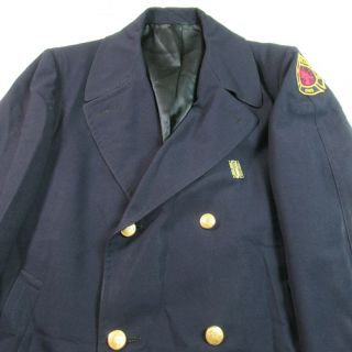 Vintage 50s Cannon Of Cleveland Fire Department Coat Double Breasted Navy Blue