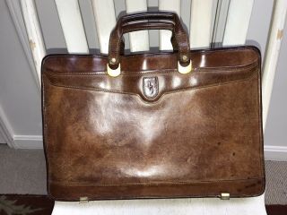 Vintage Hartmann Brown Leather Drop Handle Briefcase Portfolio Attache Case Bag