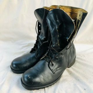Vintage 70s Genesco Black Lace Up Military Combat Boots 9r