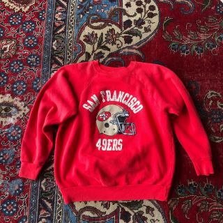 Vintage 1980s San Francisco 49ers Red Crew Neck Pullover Sweatshirt Adult Large
