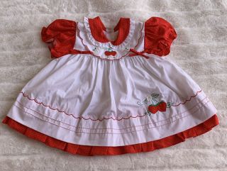 Vintage Baby Togs Polka Dot Strawberry Pinafore Baby Girl Dress 12 Months Nwot