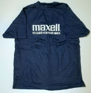 Anvil Maxell Cassette Vintage Blue Cotton T Shirt Mens Sz Medium Made In Usa