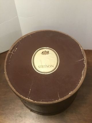 Stetson Hat Box Oval Brown Leather Strap Box Only 27b