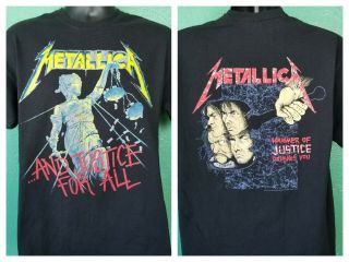 Vintage Metallica Shirt Justice For All The Hammer Of Justice Crushes Shirt L