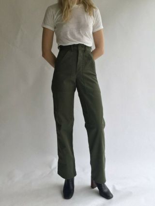 Vintage Army Green Pants High Waisted Celine