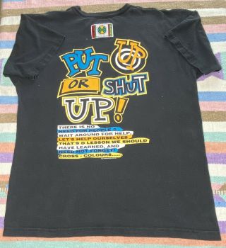 Vintage Cross Colours T Shirt Osfa Rare " Put Up Or Shut Up " Made In Usa T Shirt