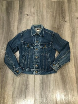 Vintage Lee 101 - J Denim Jean Jacket Size 38 Short Sanforized Union Made In Usa