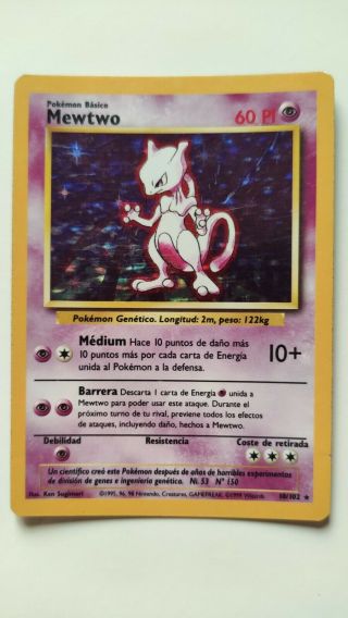Carta / Pokemon Card Mewtwo 010/102 Holo Base Set.  Spanish