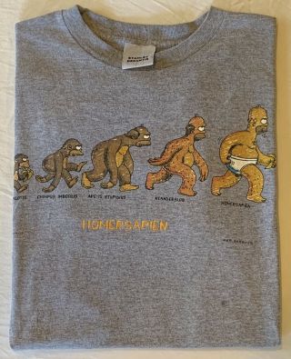 Vtg Mens Stanley Desantis Gray Homer Simpson Homersapien T - Shirt Xl 90s