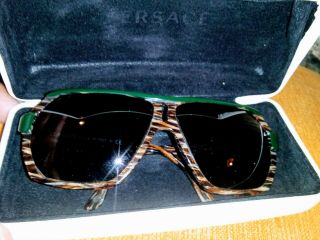 Versace Vintage Versace Sunglasses With Case Leopard And Green 909