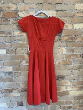 1960’s Vintage Red Aline Dress Talon Metal Zipper Cotton X Small