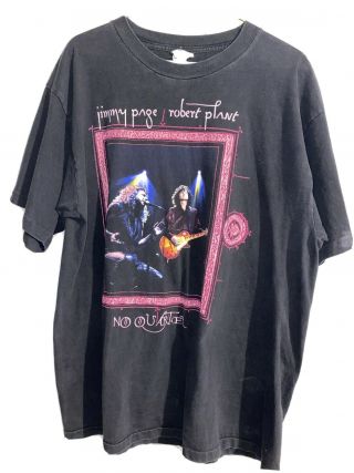 Vintage Jimmy Page Robert Plant No Quarter 1995 Tour Led Zeppelin T Shirt