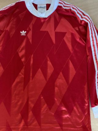 Vintage 1990s Adidas 3 Stripe Red Long Sleeve Soccer Jersey SIZE MED MADE IN USA 2