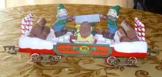 Vintage Train Car By Bright " Winter Bells " Elfs Sawing 13 " X 4 " G Scale 1988