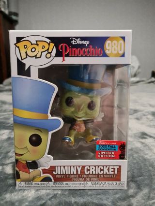 Funko Pop Disney Pinocchio 980 Jiminy Cricket 2020 Fall Convention Exclusive