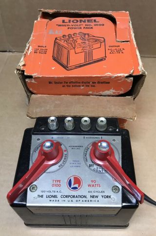 Lionel Ho Postwar 0100 90 Watt Dc Transformer,  Ac Accessories Boxed