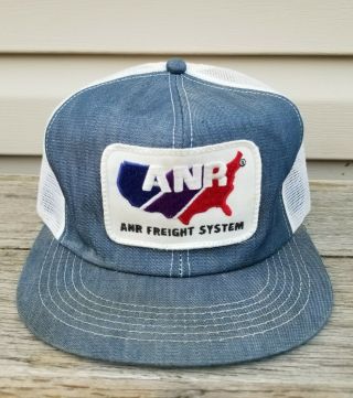 Vintage Anr Air Freight Large Patch Denim K Products Snapback Mesh Hat