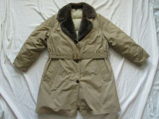 Vtg 60s 70s L.  L.  Bean Cursive Label Goose Down Belted Coat Jacket Women 
