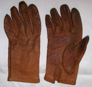 Vintage Hermes Paris Womans Leather Gloves/Authentic 1940s/Brown Sz 7 2