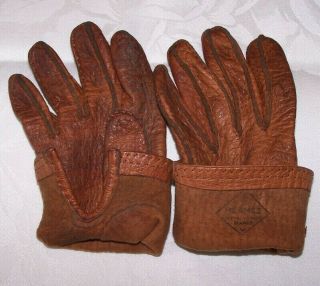Vintage Hermes Paris Womans Leather Gloves/Authentic 1940s/Brown Sz 7 3