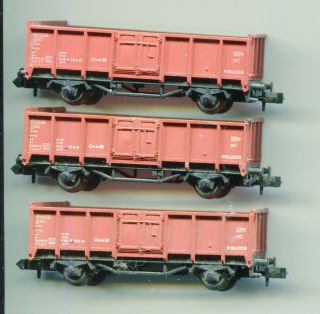 3 x FLEISCHMANN 8205 DB open goods wagons N Gauge (5) 2