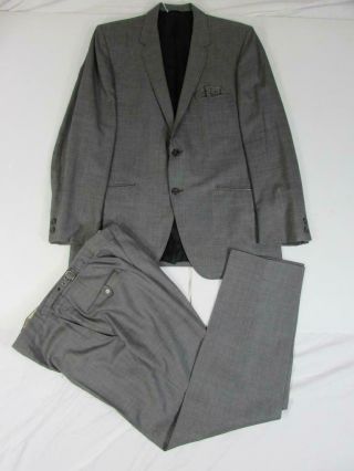 Vtg 50s 60s 2 Pc Thin Lapel Gray Wool Suit Jacket & Pants Hollywood Vlv Mod