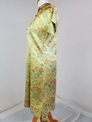 Vintage 1960s Style Bespoke MOD Chinese Yellow Embroidered Cheongsam Dress 3