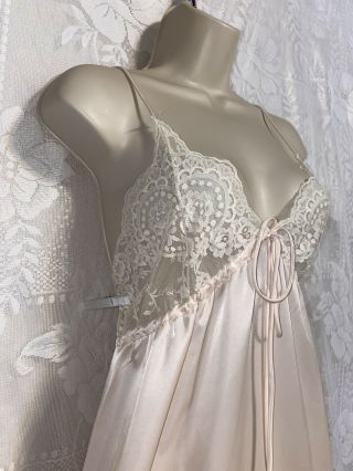 VTG L Blush Pink GIVENCHY Nightgown Negligee Gown Lace over Sheer Chiffon Bodice 3
