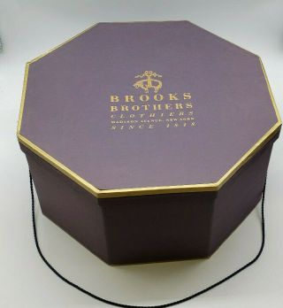 Brooks Brothers Clothiers Hexagon Hat Box,  Large Size With Carry Cord