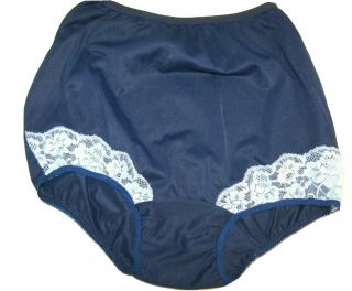 Vintage Vassarette Blue Nylon Granny Mushroom Gusset Panties Sheer Lace Custom