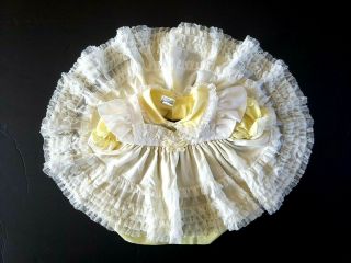 Mini World Yellow Baby Party Dress W/ Ruffles White Overlay Vtg Size 3 - 6 Months